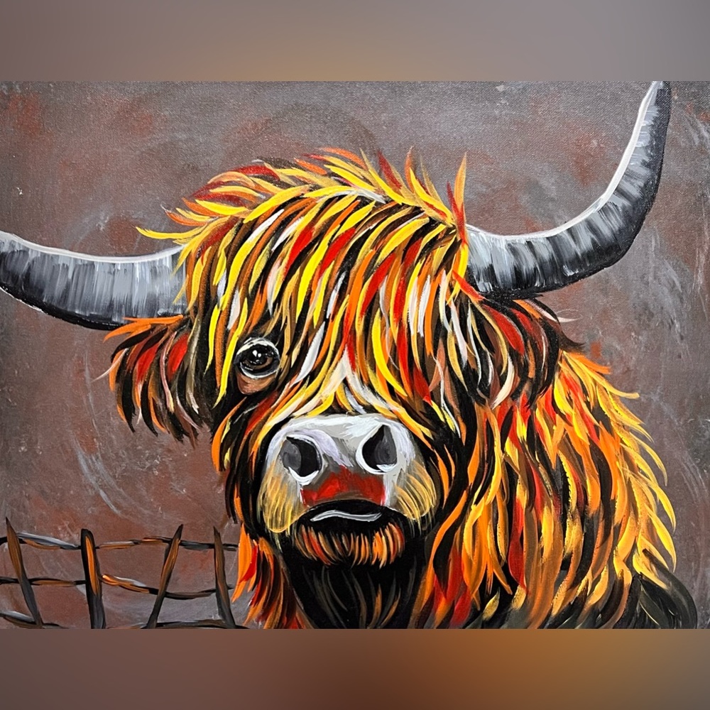 ON HOLD - Original Art- Highland Cow Painting signed by the Artist- Me :)